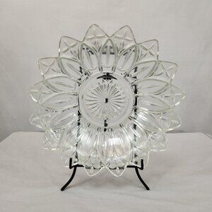 Vintage Federal Glass Petal Clear 10" Pressed Glass Bowl Pattern 2829 1960s